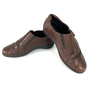 Ecco Vegetable Tanned Lightweight Brown Leather Zip Ankle Boots Shoes Size 39
